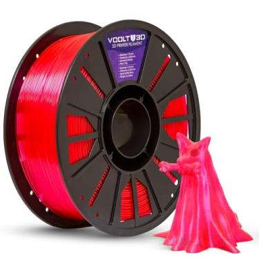 Imagem de Filamento 3D PETG HF 1.75mm Voolt3D 1kg - Alta Fluidez, Resistência e Brilho - Compatível com Todas as Impressoras 3D (Rosa Cereja Neon Translúcido)
