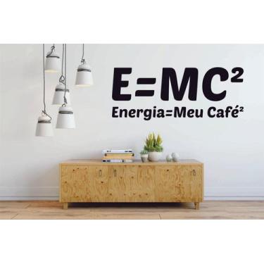 Imagem de Adesivo de Parede Decorativo E=MC² Energia = Meu Café² - V3 Shop