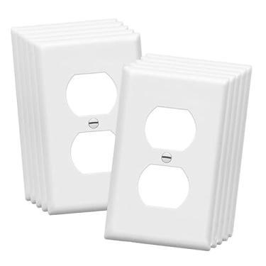 Imagem de Capas de tomada de receptáculo duplex, placas de parede de tamanho padrão de 1 gangue, capas de placas frontais de policarbonato inquebráveis, parafusos de cores correspondentes incluídos (pacote com