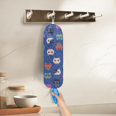 Imagem de Suporte de saco de plástico para gatos, suporte de sacola de compras, presentes para amantes de gatos, suportes de bolsa organizadora de plástico para compras, organizador de sacos de lixo para sala