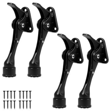 Imagem de Pacote com 4 batentes de porta ajustáveis para serviço pesado, batente de porta para parte inferior da porta, liga de zinco e ponta de borracha, ajuste de altura sem ferramentas para pisos de azulejo