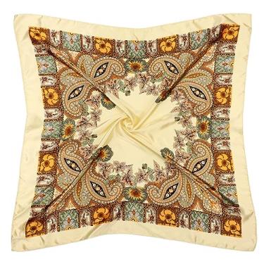 Imagem de Cachecol quadrado grande de cetim de 89 cm, acessórios de seda, praças, bandanas de praia clássicas para mulheres