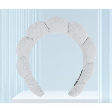 Imagem de Bandanas de spa para lavar o rosto ou cuidados com a pele facial, conjunto de faixas de cabelo felpudas para maquiagem, máscara de lavagem facial, faixa de cabeça cinza claro 6