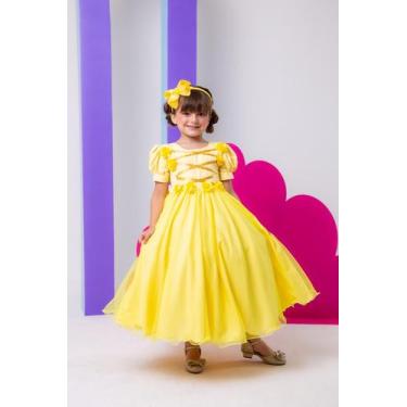 Imagem de Vestido Fantasia Longa A Bela e a Fera Bella Child Luxo Princesa, 8, G