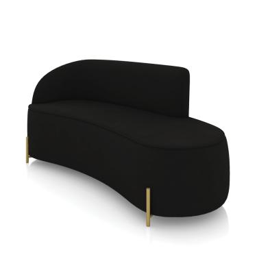 Imagem de Sofá 3 Lugares Orgânico 180cm Pé Dourado Morgan Suede Preto D03 - D'Rossi