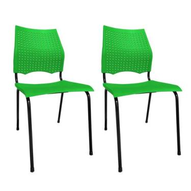 Imagem de Kit 2 Cadeiras Fixa Metal Versat Plasxtica Para Escritório Escolas Rec