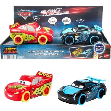 Imagem de Carros de brinquedo Disney Pixar Cars Track Talkers Glow Racers, pacote com 2