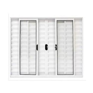 Imagem de Veneziana 6 Folhas com grade Alumínio Brilhante, Branco ou Preto Linha