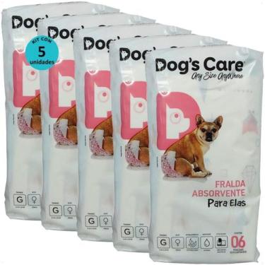 Imagem de Fralda higiênica descartável dogs care g 6 un para cães fêmeas kit com