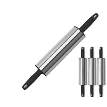 Imagem de Rolo de Massa Inox Giratório 37,5cm, Ideal para Pizza, Pastel, Pão e Torta(4)