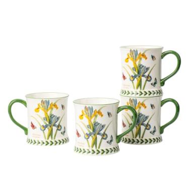 Imagem de ONECCI Conjunto de canecas de café pastoral de 118 a 430 g de porcelana de grande capacidade para chá, latte, cacau - seguro para lava-louças e micro-ondas, ótimo presente de inauguração - íris