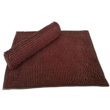 Imagem de Tapete de Banheiro Bolinha Microfibra Marrom 38x58cm