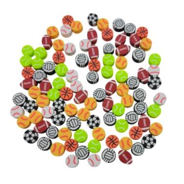 Imagem de Onebasispoint Contas esportivas, 100 bolas de argila de polímero para fazer joias, beisebol, basquete, futebol, vôlei, futebol, tênis