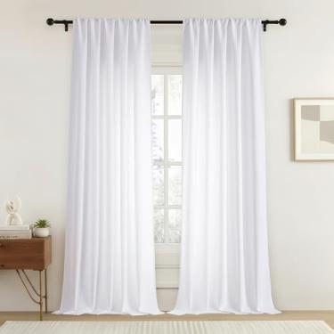 Imagem de OVZME Cortinas brancas extra largas de 300 cm de comprimento, 2 painéis, cortinas texturizadas com filtro de luz extralongas para sala de estar, porta de vidro deslizante, cortinas leves de bolso para