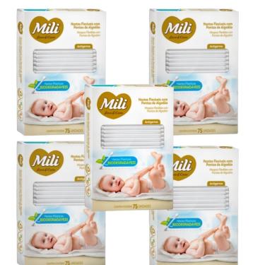 Imagem de Cotonete Hastes Flexiveis 5 caixas c/ 75 unid. Biodegradável