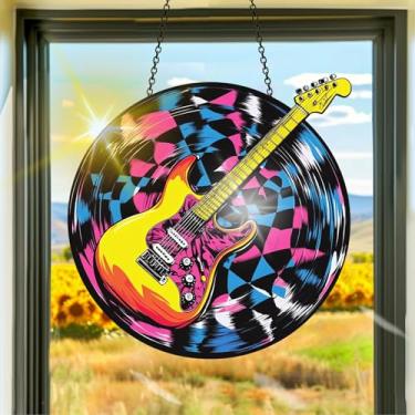 Imagem de Acrílico colorido, apanhadores de sol, decoração de janela para pendurar violão, arte de parede de arco-íris, para quarto, varanda, interior e exterior, jardim, enfeites de Natal, decoração 19 x 19 cm