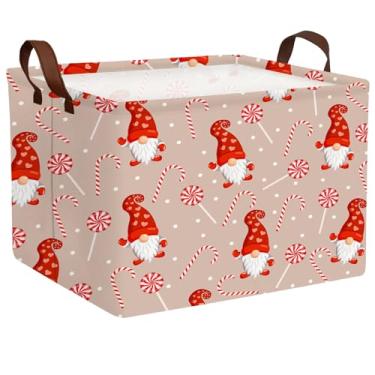 Imagem de NIETEIN Cestas vazias grandes para crianças, presente de Natal, dobrável, para famílias com alça (pirulito anão rosa)