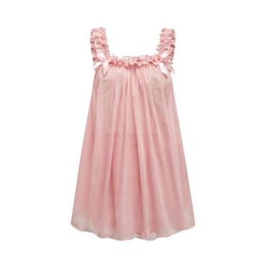 Imagem de Conjunto de pijama MakeMechic Ruffle Bow, 2 peças, camiseta, rosa