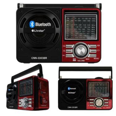 Imagem de Rádio Livstar CNN 3303 Vermelho Bluetooth Recarregável AM FM SW USB Ca