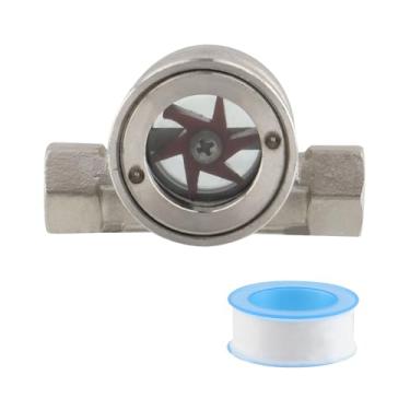 Imagem de Antrader Indicador de fluxo de vidro de visão de janela inoxidável 304 NPT fêmea 304 com impulsor, 1 peça (DN10-3/20.3 cm)