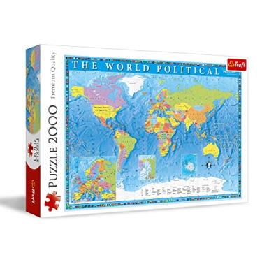 Imagem de Trefl Quebra-Cabeça De 2000 Peças Com Mapa Político Do Mundo, Vermelho, 96 X 78 Cm, Impressão, Faça Você Mesmo, Diversão Criativa, Clássico Para Adultos E Crianças A Partir 15 Anos