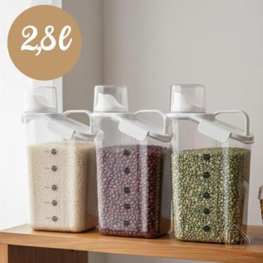 Imagem de Dispenser Multiuso 2,8 Litros Porta Ração Grãos Cereais Hermético Gran