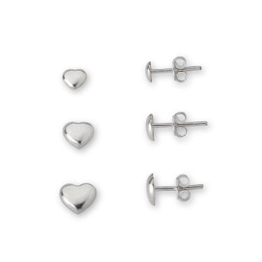 Imagem de Kit Trio De Brincos Corações Prata 925