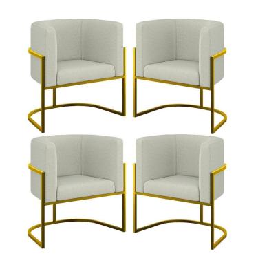 Imagem de Kit 4 Cadeiras Poltrona Lua Boucle Gold Balaqui Bege