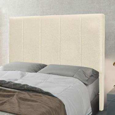 Imagem de Cabeceira Cama Box King 195 cm Arizona Linho Pérola S04 - D'Rossi - DR