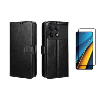 Imagem de Capa Capinha Case Carteira Flip Couro + Pelicula 3d Redmi Note 13 4g -
