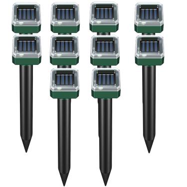 Imagem de Repelente de toupeira movido a energia solar – 10 pacotes repelente de cobra ultrassônico para gramados e quintais, repelente de gopher externo à prova d'água eficaz para jardim