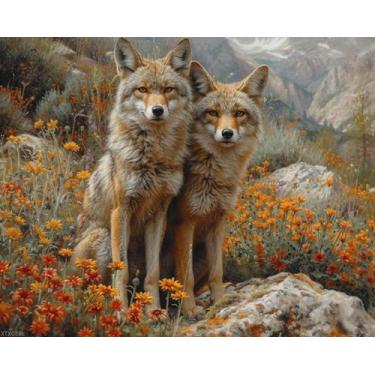 Imagem de XTXGERL Paint by Numbers, Coyotes Casing The Canyon, Kits de pintura para adultos por números, artesanato para decoração de casa (sem moldura, 40,6 x 50,8 cm)