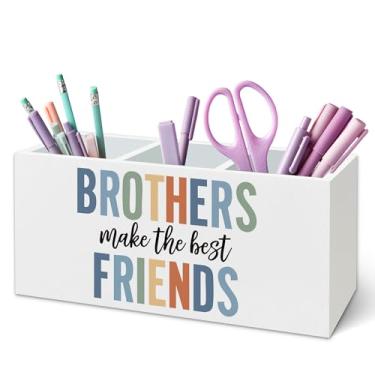 Imagem de TWRVI Porta-canetas Boho Kids para mesa, decoração de sala de aula boho, decoração de quarto de meninos, porta-lápis de madeira para meninos gêmeos, crianças, quarto, sala de jogos, acessórios de mesa