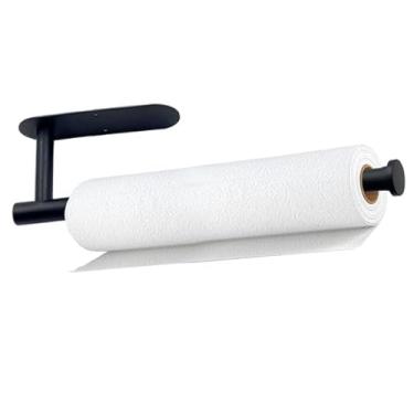 Imagem de Rifrafs Suporte de toalha de papel sob o armário - autoadesivo ou perfuração, suporte de rolo de toalha de papel montado na parede para cozinha, aço inoxidável 304 33 cm - preto