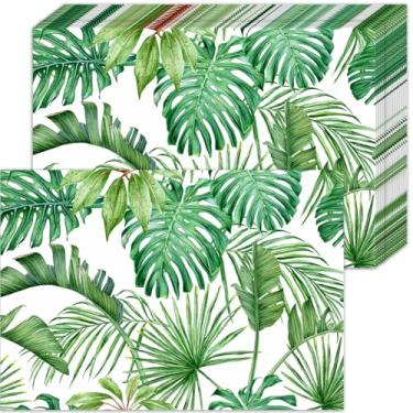 Imagem de Jogo americano de folha de palmeira tropical, pacote com 50, jogo americano descartável, vegetação de verão, monstera, folhas verdes, tapetes de mesa para jantares na selva, casamento, casamento, chá