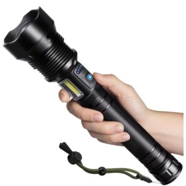 Imagem de ShineRover Lanternas de alto lúmens, recarregáveis, lanterna tática de LED brilhante, luz de flash com 7 modos, lanterna portátil com zoom USB-C à prova d'água potentes para casa, acampamento