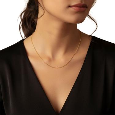 Imagem de Colar Fino Dourado Inox Banhado A Ouro 18K Feminino 45cm