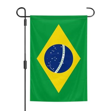 Imagem de Bandeiras do Brasil 30,5 x 45,7 cm bandeiras de jardim de poliéster dupla face cores vivas para decoração de jardim interno e externo