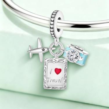 Imagem de 1 peça prata elegante itinerário de viagem berloque para mulheres, faça você mesmo e roupa diária combinando joias decoração presente para mamãe, 4.4*5.5mm, Prata, Sem Pedra Preciosa