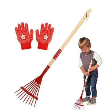 Imagem de Ancinho tamanho infantil, ancinho pequeno infantil, Kit de ancinho e de jardim, Ancinhos de gramado infantil com alça de removível para exploração ao ar livre, trabalho de jardinagem, acampamento