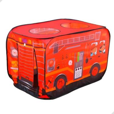 Imagem de Barraca Infantil Divertida em Formato de Food Truck Caminhão de Sorvete, Tenda de Brinquedo para Crianças, 75 x 70 x 112 cm Cabaninha Infantil para meninos ou Meninas (Bombeiro)