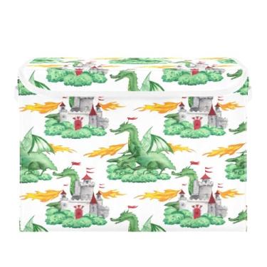 Imagem de SEHANY Cestas de armazenamento engraçadas de dinossauro com tampas, organizador de caixa de armazenamento dobrável, caixas de armazenamento de armário de tecido para roupas cobertor de escritório