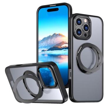 Imagem de XKchatpt Mag-Stand Capa magnética com anel rotativo de 360° para iPhone 16 ProMax; [Compatível com Magsafe] Capa de silicone rígido transparente à prova de choque com suporte de anel para iPhone 16