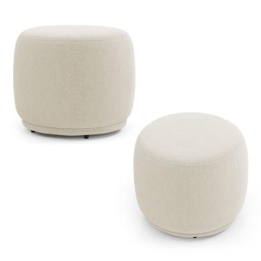 Imagem de Kit 02 Puffs Decorativos Orgânicos Molly Redondo Bouclê Bege - Desk Design