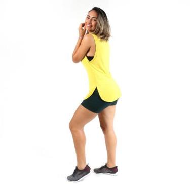 Imagem de Regata Feminina DryFit Comprida Fitness Recorte lateral tapa bumbum  -