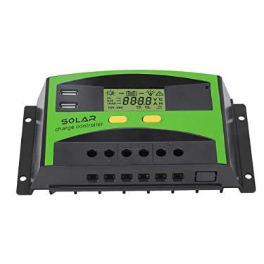 Imagem de Phefop Controlador Solar PWM 12V / 24V, Controlador de Carga USB Duplo ABS, Display LCD para Jardim Doméstico e Uso Externo (#11)