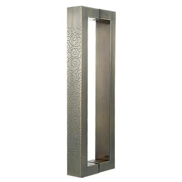 Imagem de Puxador de porta dupla face de aço inoxidável, puxadores de portão para portas interiores exteriores de vidro temperado de madeira com esculpido requintadamente (cobre # 1 comprimento 42,5 cm (16,7