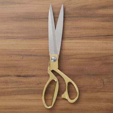 Imagem de 1 tesoura de alfaiate profissional, lâminas afiadas de aço inoxidável resistentes, alças ergonômicas douradas para costura, costura e estofamento, ouro, G