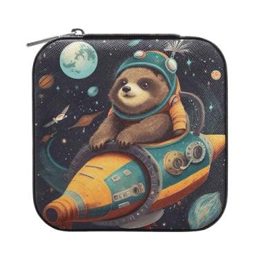 Imagem de Wassud Caixa de joias pequena de viagem de aviões preguiças, mini organizador portátil de couro PU, brincos quadrados de armazenamento, colar, pulseiras, joias para mulheres, meninas, senhoras, noiva