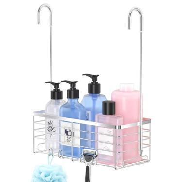 Imagem de Amestar Suporte de chuveiro pendurado, organizador sobre a porta, prateleiras de chuveiro de aço inoxidável à prova de ferrugem, grande prateleira de armazenamento para chuveiro interno
